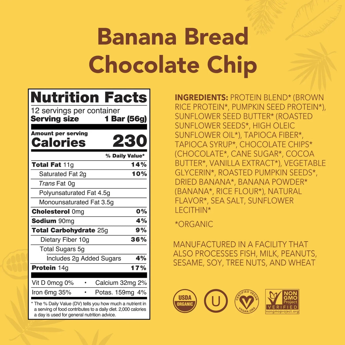 Banana Bread Chocolate Chip - Protein Bars - Plant-Based Fuel for Busy Days D5