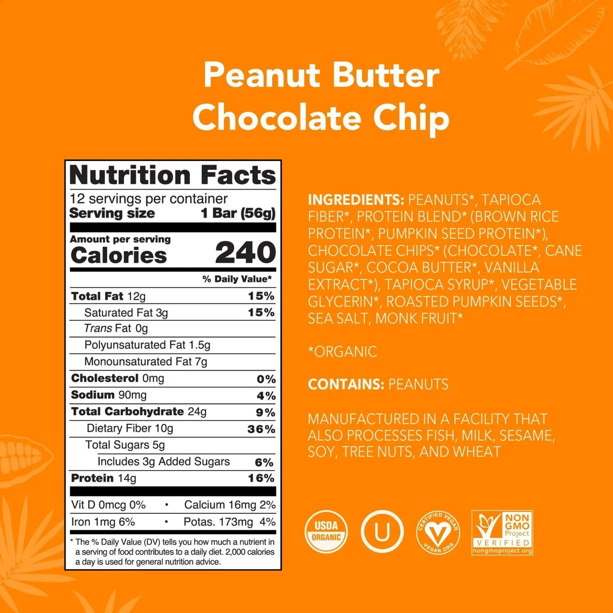 Peanut Butter Chocolate Chip - Protein Bars - Plant-Based Fuel for Busy Days H8