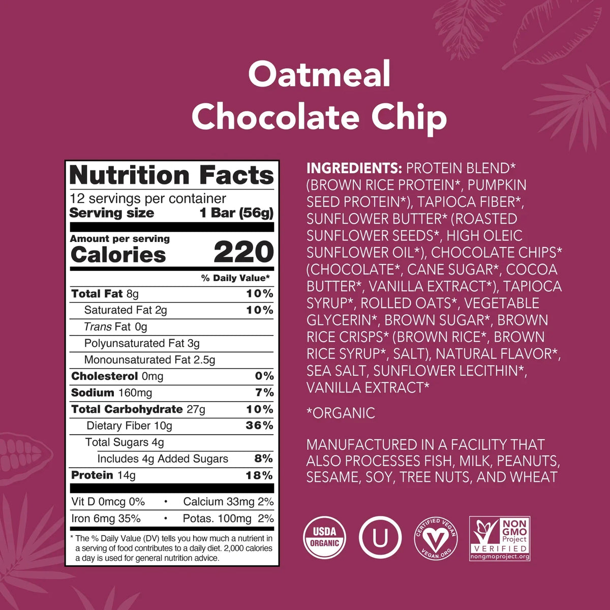 Oatmeal Chocolate Chip - Protein Bars - Everyday Nutrition Made Delicious Y3
