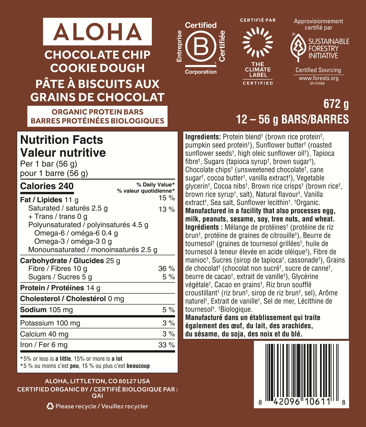 Chocolate Chip Cookie Dough - Protein Bars (CAD) - Clean Energy, Deliciously Made X4
