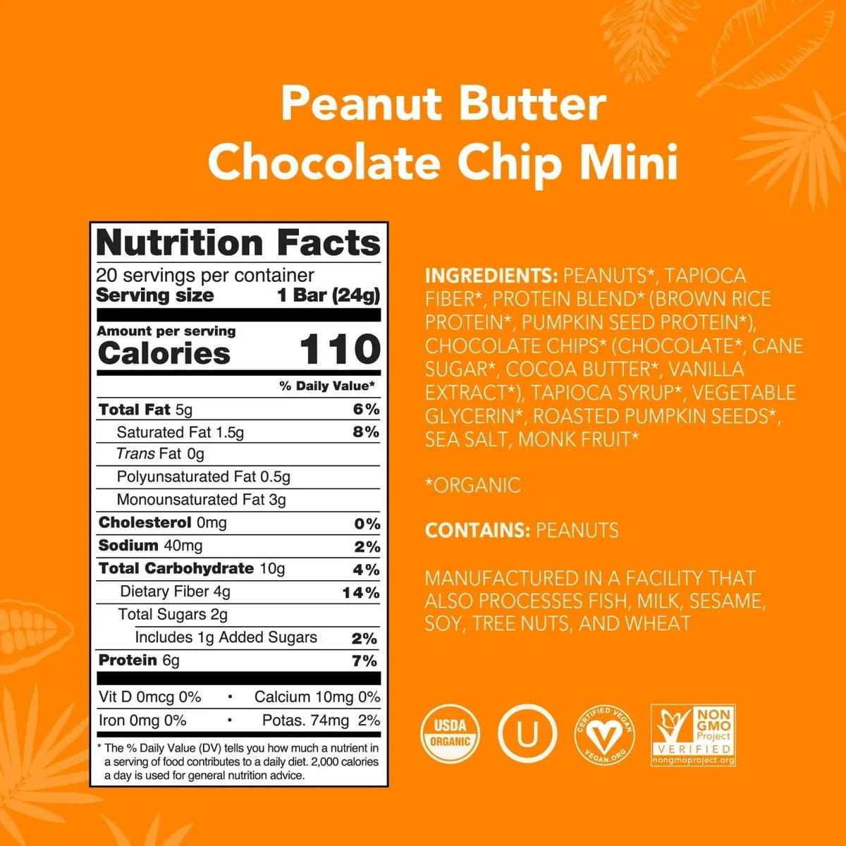Peanut Butter Chocolate Chip - Mini Bars - A Better Snack for Every Day H7