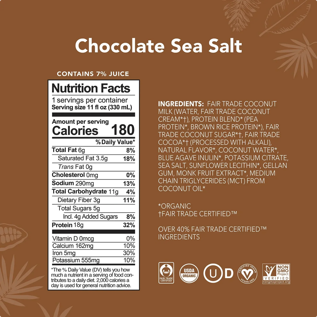 Chocolate Sea Salt Drinks - 4-Pack - Plant-Based Fuel for Busy Days