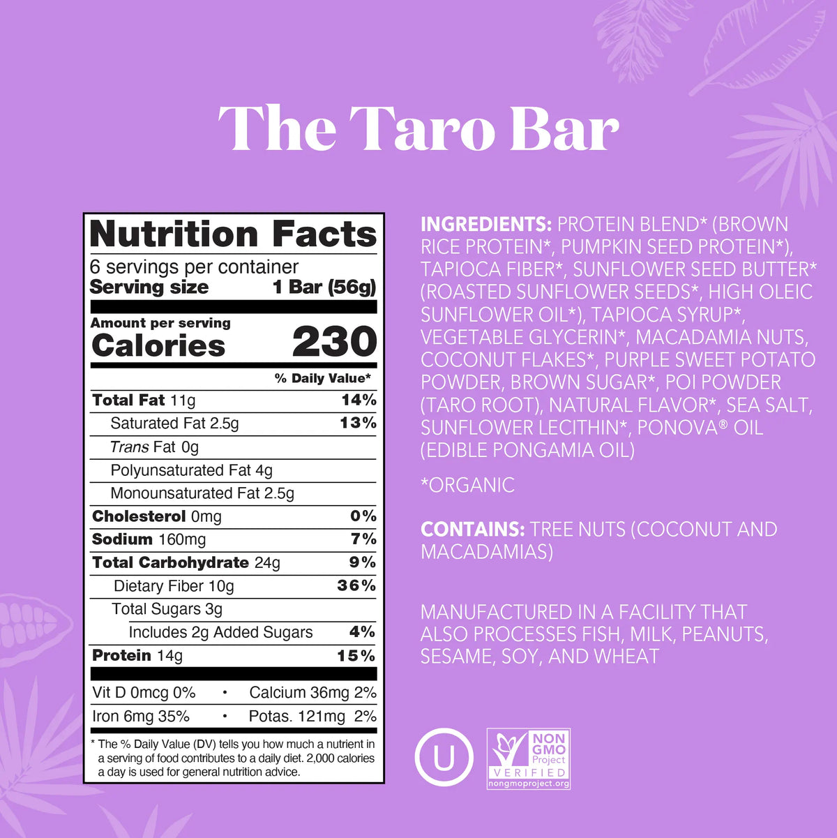 The Taro Bar - Protein Bars - Everyday Nutrition Made Delicious N1