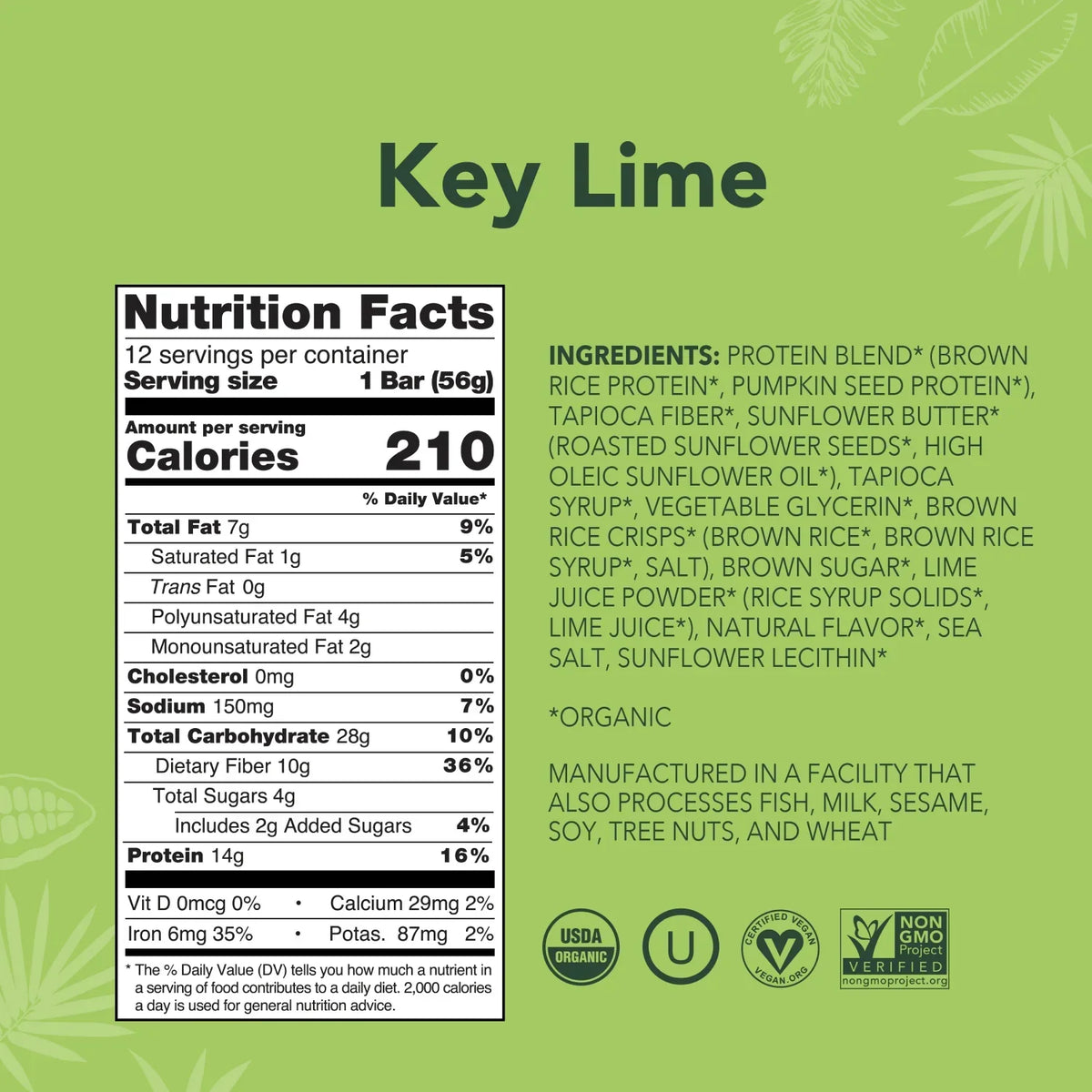 Key Lime - Protein Bars - Plant-Based Fuel for Busy Days J8